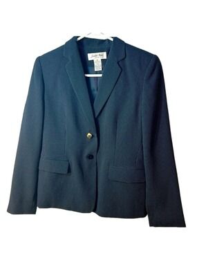 Judith Hart navy polkadot size 4 petite career Blazer